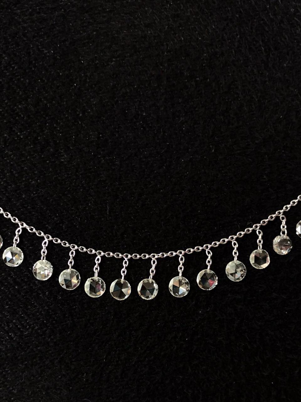 Diamond Rosecut White Gold Dangling Necklace