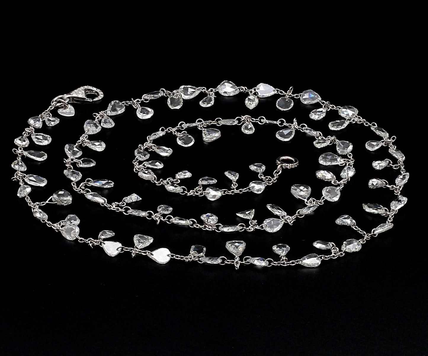 Diamond Rosecut White Gold Floral Necklace