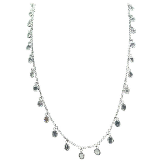 Oval Diamond Rosecut Dangling Necklace