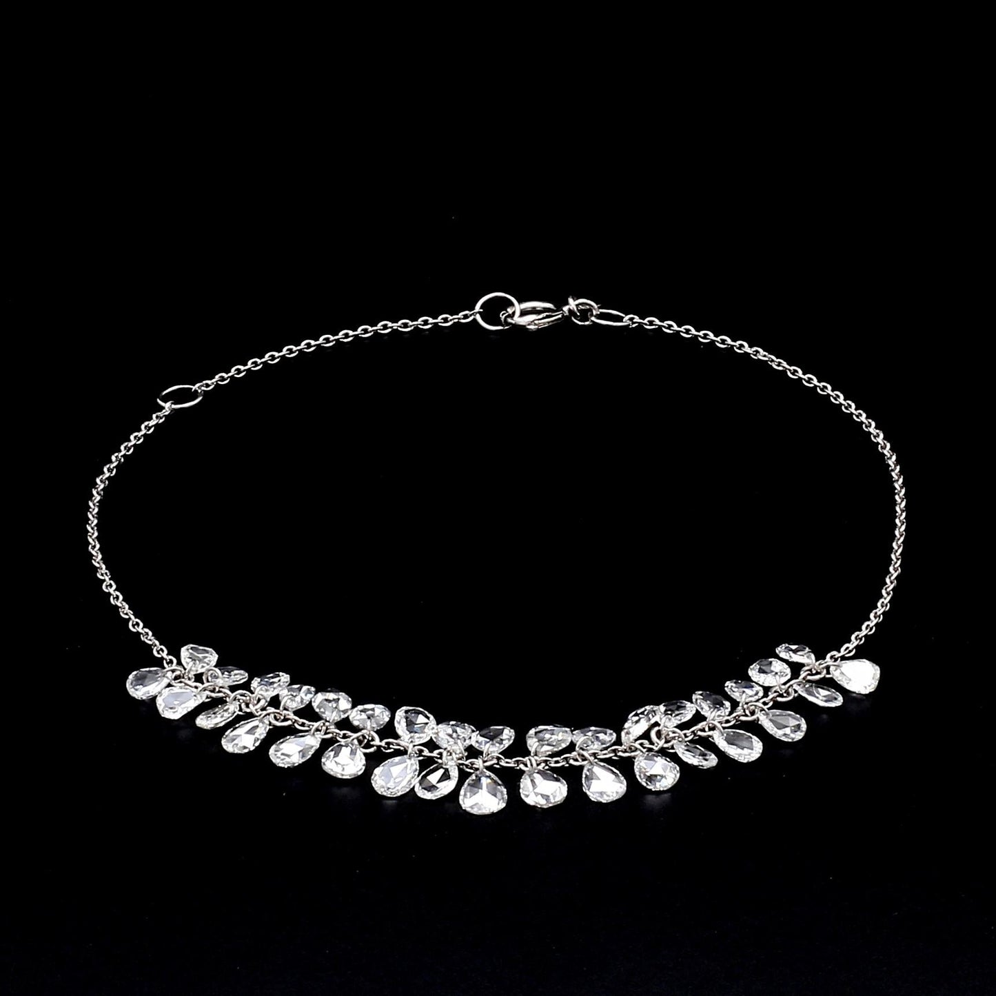 Pear Diamond Rosecut 18k White Gold Dangling Bracelet