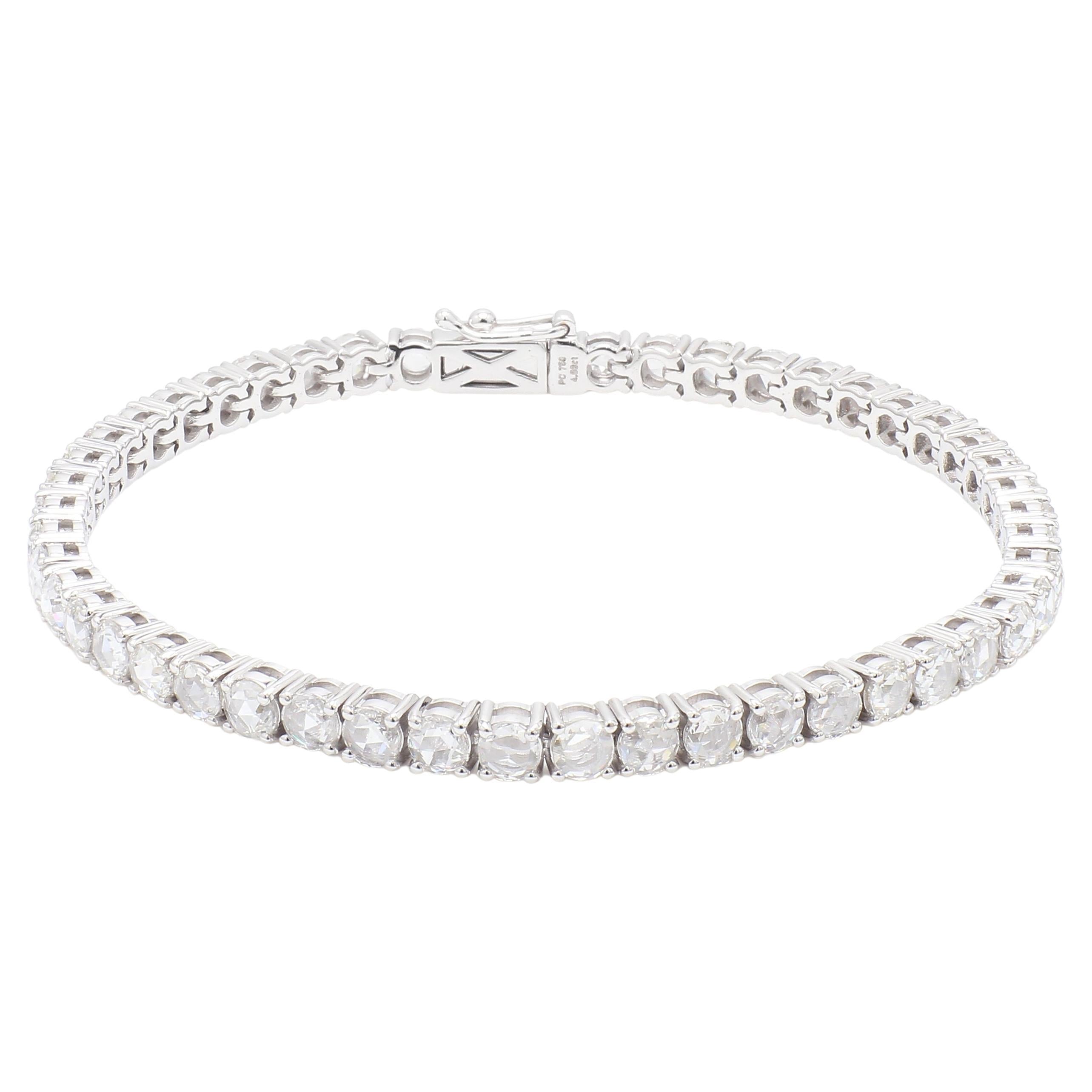 Diamond Rosecut 18k White Gold Tennis Bracelet – Panim Creations