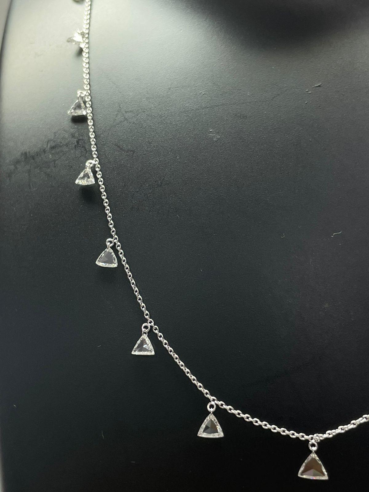 Triangle Diamond Rosecut Dangling Necklace
