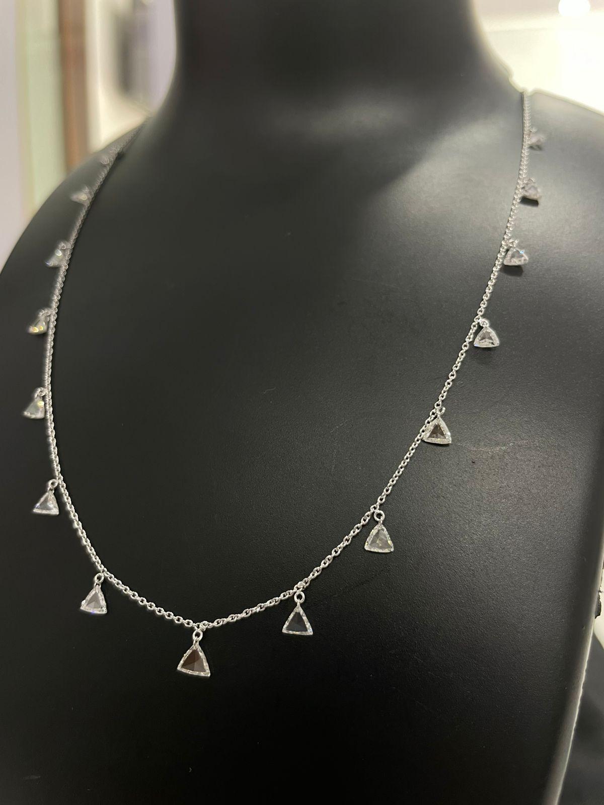 Triangle Diamond Rosecut Dangling Necklace