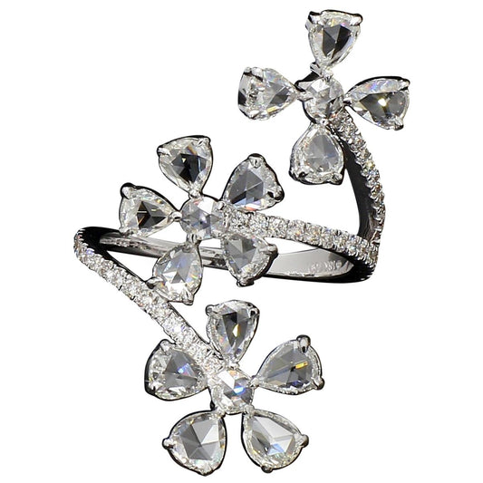 Diamond Rosecut 3 Flower Ring