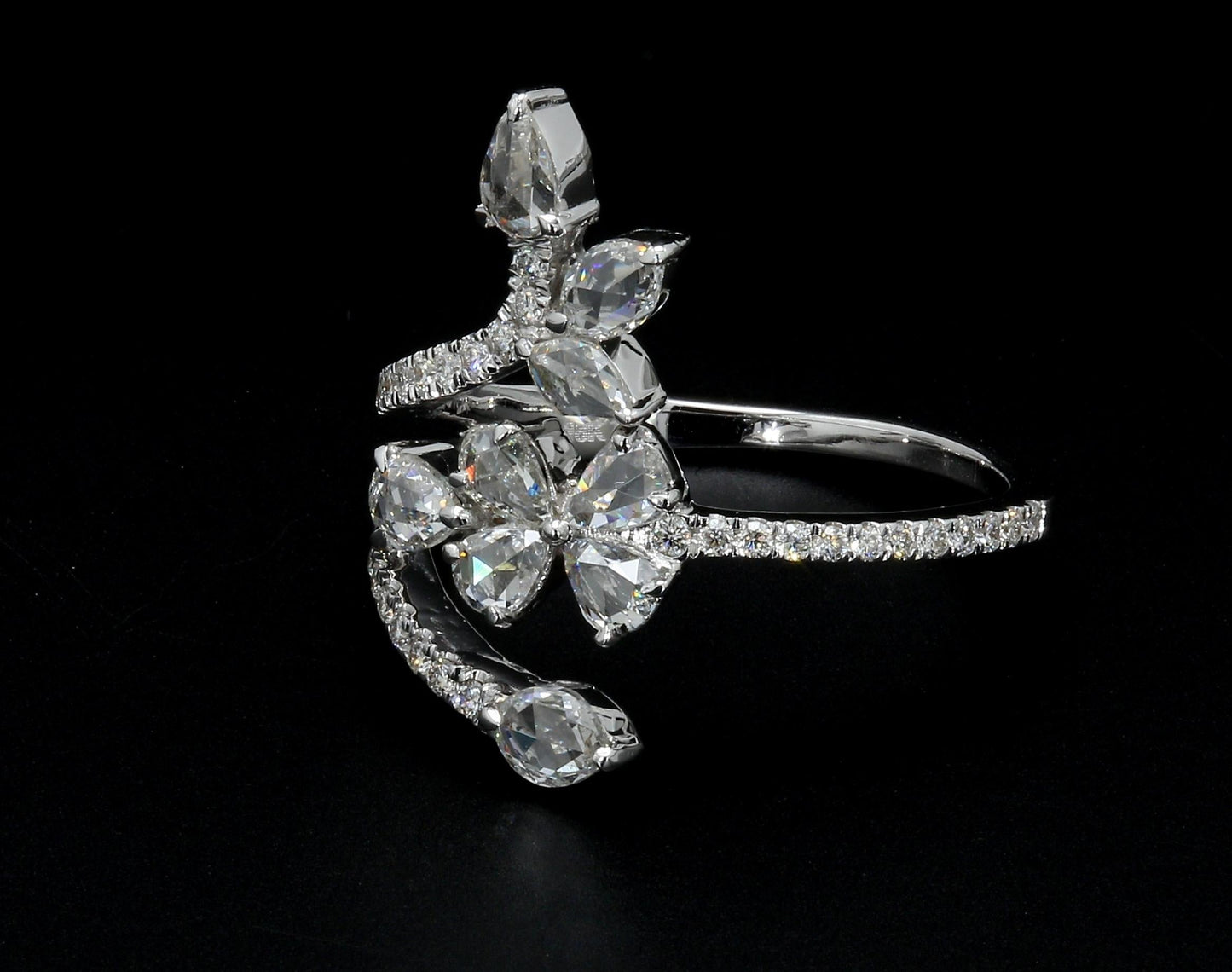 Diamond Rosecut floral Ring