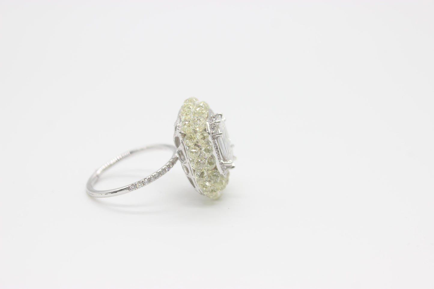 Diamond Briolette & Illusion Emerald Ring
