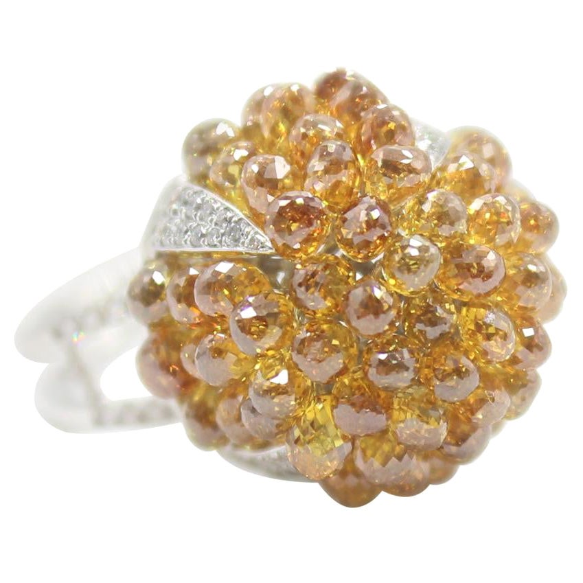 Fancy Color Diamond Briolette Dome Ring