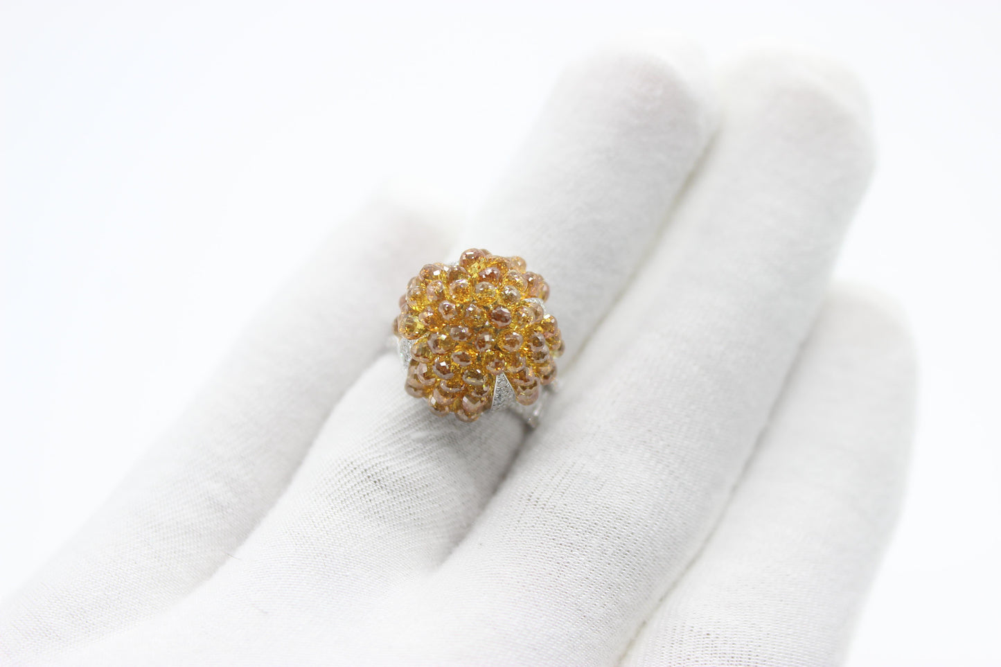 Fancy Color Diamond Briolette Dome Ring