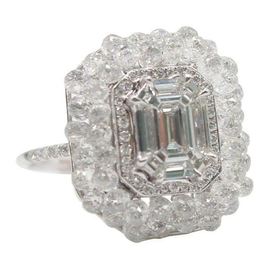 Diamond Briolette & Emerald Illusion Ring