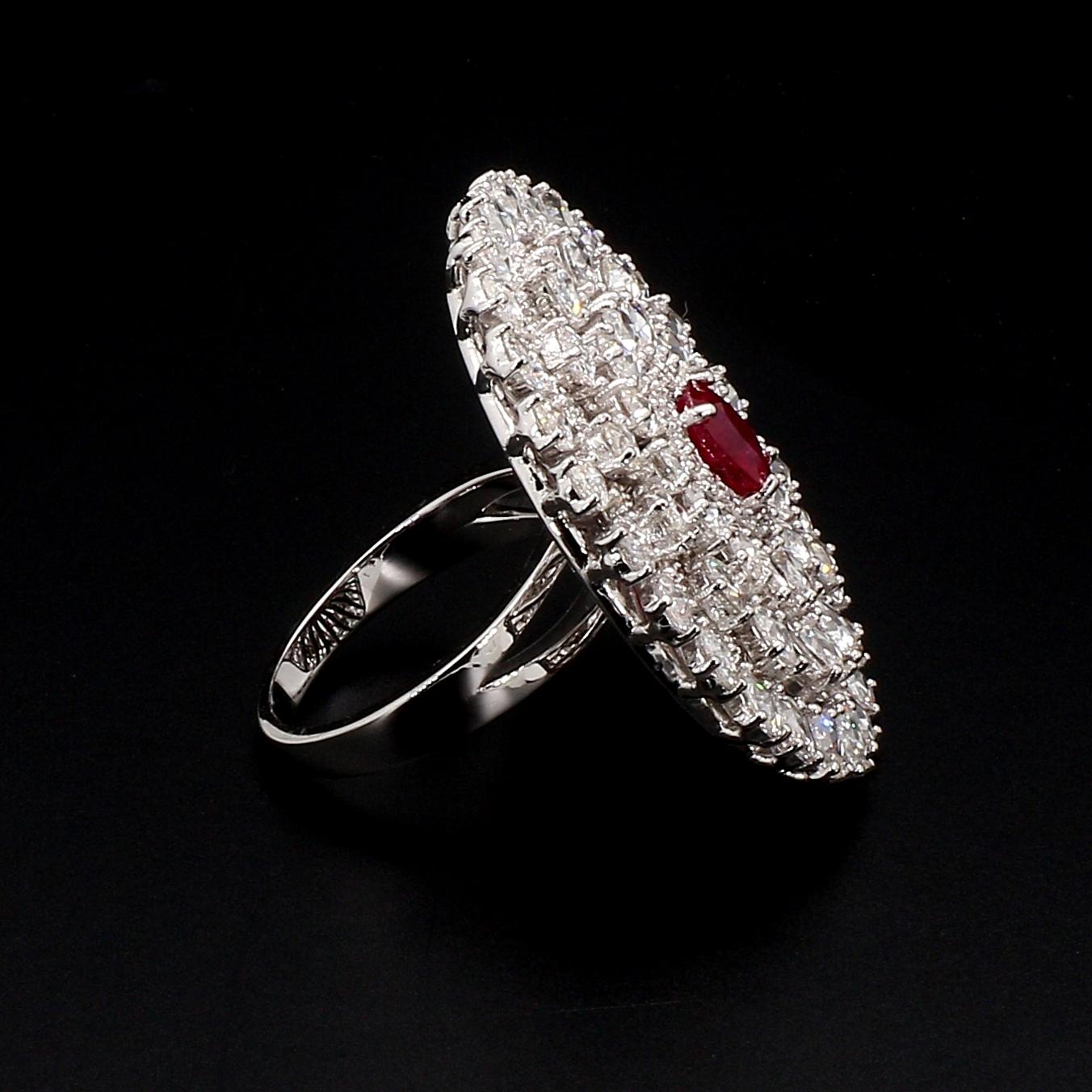 Diamond Rosecut & Ruby Floral Ring