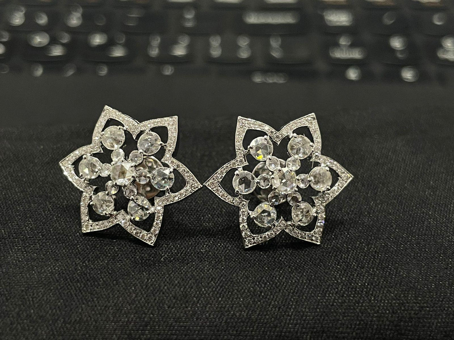 Diamond Rosecut Star Stud Earrings