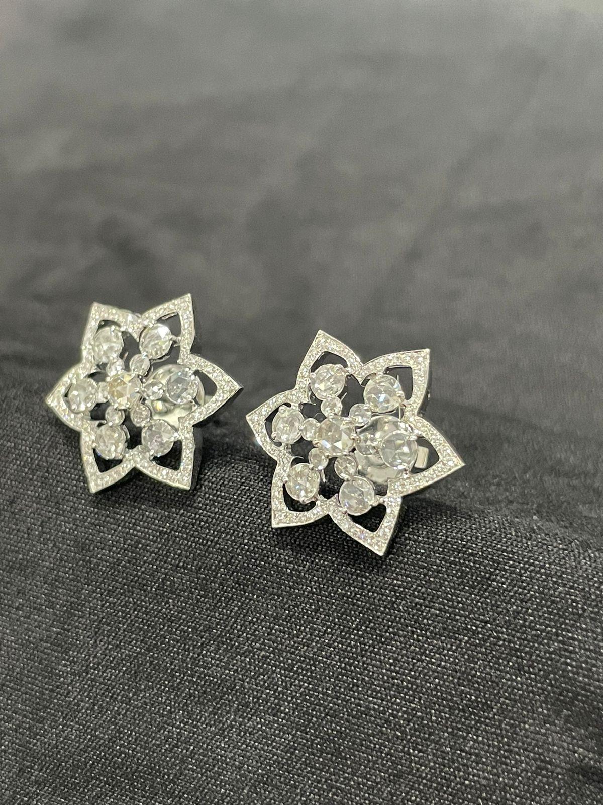 Diamond Rosecut Star Stud Earrings