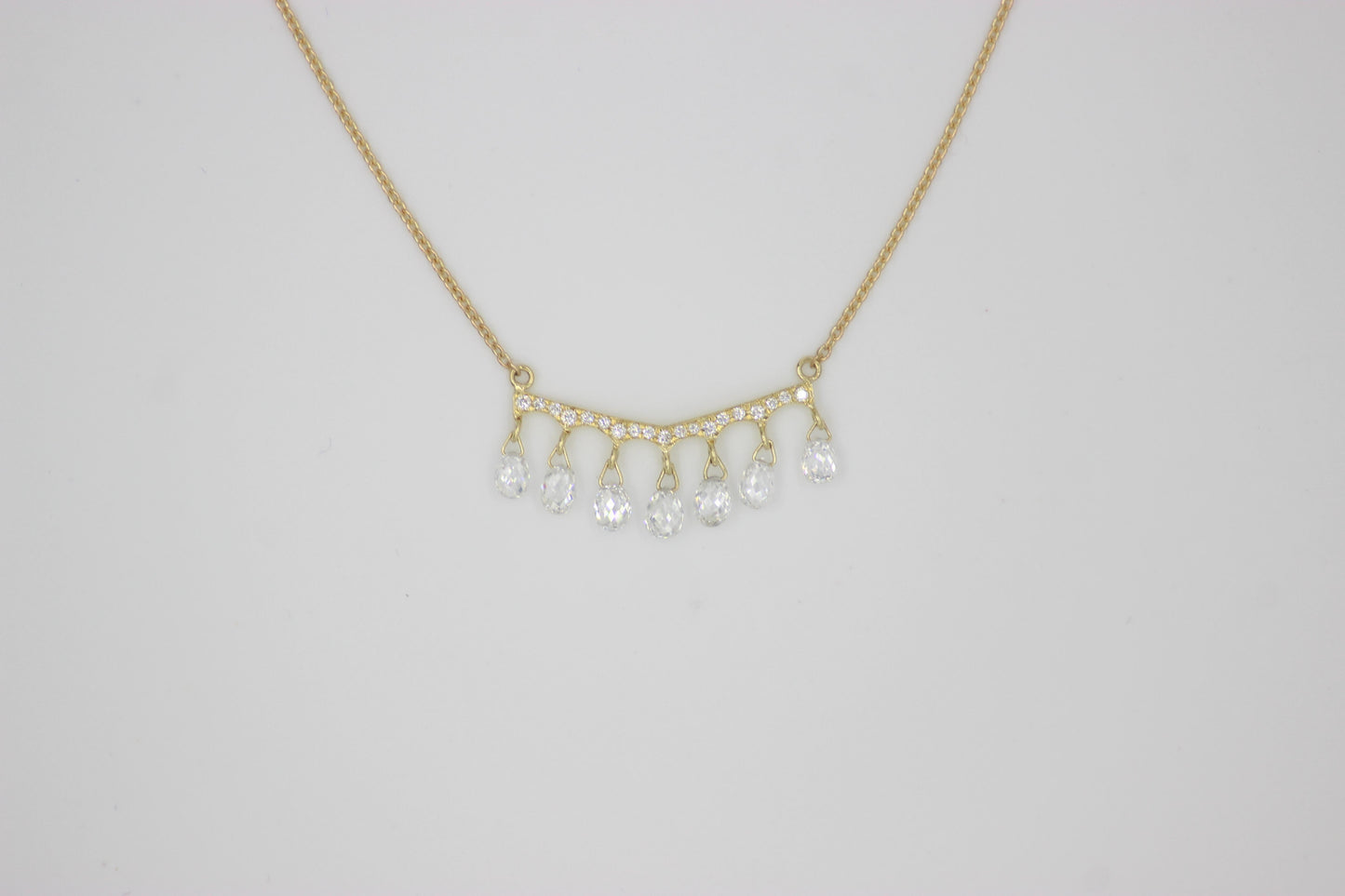 Diamond Briolette Yellow Gold Pendant Necklace